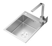 ZQFHSX Fregadero de Acero Inoxidable Plateado con Grifo y Accesorios - Barra compacta de un Solo Seno para Cocina pequeña, balcón o apartamento (Montaje Superior/bajo encimera) (81 x 43 x