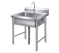 ZQFHSX Fregadero de Cocina Comercial con tapón/Independiente, de Acero Inoxidable 304, con Mueble Individual para Verduras, Comedor y Exteriores, 50cmx80cm, 60cmx80cm