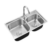 ZQFHSX Fregadero de Cocina Cuadrado, Doble cubeta de Acero Inoxidable, empotrable, con Sistema de Montaje en encimera, Incluye Accesorios de Drenaje, para Cocina, baño, Restaurante y casa