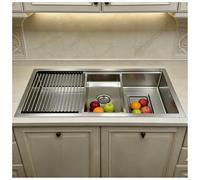 ZQFHSX Fregadero de Cocina de Acero Inoxidable, Cuadrado, Individual, Color Plata, con escurridor, Rejilla Enrollable, Apto para Zonas de Trabajo y lavaderos, imprescindible en la Cocina