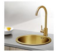 ZQFHSX Fregadero de Cocina de Acero Inoxidable Dorado con Panel Reforzado, Orificio de rebosadero, Fregadero Redondo para Uso en húmedo, estación de Trabajo de un Solo Seno, Incluye acces