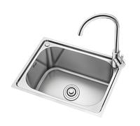 ZQFHSX Fregadero de Cocina de Acero Inoxidable, Empotrado bajo encimera, de un Solo Seno, utilitario, con Grifo de Agua fría y desagüe. Aplicable a hoteles y restaurantes.