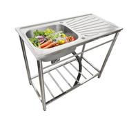 ZQFHSX Fregadero de Cocina de Acero Inoxidable, lavadero Multiusos con Grifo, Fregadero Individual Independiente para Uso Comercial en Estaciones de Trabajo, cocinas Exteriores o Bares.