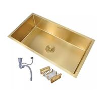 ZQFHSX Fregadero de Cocina Dorado de Acero Inoxidable 304, de un Solo Seno, con Panel bajo encimera, fácil de Limpiar (50 x 45 x 20 cm)