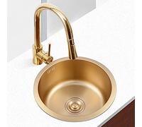 ZQFHSX Fregadero de Cocina Grifo extraíble Barra Dorada de Cocina Mini Redonda Circular Limpieza de 360° sin rincones Muertos