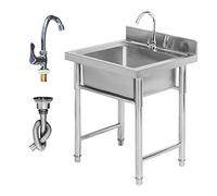 ZQFHSX Fregadero de Cocina Independiente de Acero Inoxidable, Patas Ajustables Tipo Bala de Uso Comercial, Compartimento Extragrande para lavandería, Garaje.