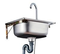 ZQFHSX Fregadero de Cocina, lavamanos, Montaje en Pared con Grifo, Incluye Soportes de Acero Inoxidable para Garaje, Taller, jardín, lavadero y baño (52 x 38 cm/20,5 x 15 Pulgadas)