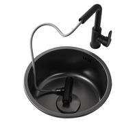 ZQFHSX Fregadero de Cocina Redondo Compacto de Acero Inoxidable con Grifo - Barra de Bar, área de preparación, área de Servicio para lavandería húmeda o balcón Que Ahorra Espacio (30 * 30