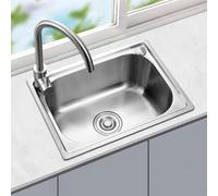 ZQFHSX Fregadero de Cocina utilitario de un Solo tazón con Grifo de Agua fría y Caliente - Lavabo de Esquinas Redondeadas para estación de Trabajo de Barra, Ideal para Lavar Verduras y FR