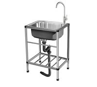 ZQFHSX Fregadero de jardín para Exteriores, Ideal para Acampar, Lavar Ropa. Cocina portátil de Acero Inoxidable con Estante de Almacenamiento y Grifo Garaje, casa de Campo