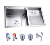 ZQFHSX Fregadero de lavandería, lavadero utilitario con Panel de 4 mm de Espesor, Lavabo de Acero Inoxidable, Lavabo de estación de Trabajo Grande, válvula Angular, Kit de desagüe, para h