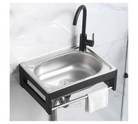 ZQFHSX Fregadero de Pared con toallero, de una Sola Pieza, de Acero Inoxidable, con diseño de Lavabo más Profundo, Gran Apertura, Interruptor de Agua Caliente/fría, Gran Capacidad (20,5 x 15)