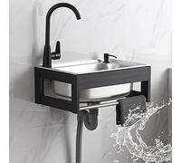 ZQFHSX Fregadero de Pared de Acero Inoxidable con Grifo y desagüe: Fregadero pequeño Que Ahorra Espacio para la preparación y el Uso de la Cocina, estación de Lavado, Barra para Colgar to