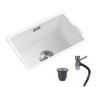 ZQFHSX Fregadero de un Solo Seno para apartamento, Sencillo, Blanco, para Barra, Tipo Estudio, de Acero Inoxidable, con Ranura pequeña, para Cocina o balcón, Mini sifón para Lavar Platos