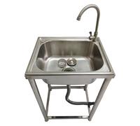 ZQFHSX Fregadero Individual de Acero Inoxidable, Fregadero de Cocina Independiente con Grifo, Fregadero Exterior con Grifo de Agua fría y Caliente para Garaje, Restaurante, lavadero.