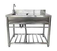 ZQFHSX Fregadero Individual Independiente con Grifo y Banco de Trabajo, lavamanos Auxiliar para lavandería, para Uso Interior y Exterior.