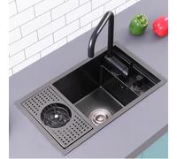 ZQFHSX Fregadero Invisible de conveniencia con Grifo Plegable, lavavasos, Acero Inoxidable, monosalambre para Cocina, Ideal para Apartamentos, cafeterías, restaurantes y Bares, ahorrando