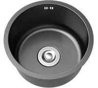 ZQFHSX Fregadero pequeño de Acero Inoxidable, Mini Fregadero Redondo Negro para Cocina, Fregadero de un Solo Seno para caravanas con Accesorios de escurrido y rebosadero para Bar y restau