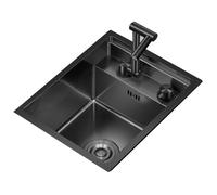 ZQFHSX Fregadero pequeño de despensa - Barra de Acero Inoxidable Invisible con Placa de Cubierta | Mini Lavabo Oculto para Lavar Verduras, Compacto (Acero Negro, 30 * 45 21 cm)