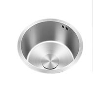 ZQFHSX Fregadero pequeño Redondo de Acero Inoxidable 304, Mini Fregadero de Cocina, Fregadero de un Solo Seno para Caravana con Accesorios de escurrido y rebosadero para Autocaravana, Bar