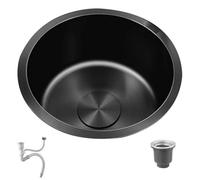 ZQFHSX Fregadero Redondo de Acero Inoxidable con sifón para Lavar Verduras, pequeño, de un Solo Seno, para Cocina, Restaurante, Bar, bajo encimera, Mini, fácil de Limpiar (28 * 28 Pulgada