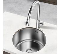 ZQFHSX Fregadero Redondo de Acero Inoxidable para Cocina, Lavabo pequeño para baño, Empotrado con Grifo extraíble y Dispositivo de Drenaje para balcón, Barra de Bar, Hotel o Comedor.