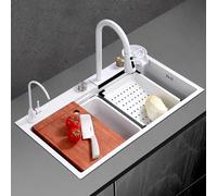ZQFHSX Fregadero simple y versátil de acero inoxidable para balcón, cocina, con todos los accesorios, un solo cuenco, hotel, apartamento, lavabo de verduras y manos, fácil de limpiar (68 x 45 21 cm)