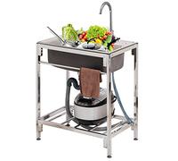 ZQFHSX Fregadero utilitario con Grifo para Cocina Exterior, jardín, lavamanos Individual de Acero Inoxidable 304 para lavandería, Patio Trasero o Garaje.