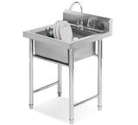 ZQFHSX Fregadero utilitario Independiente de Acero Inoxidable, estación de Lavado, Resistente y Grande para el hogar, Patio, Garaje, Taller o sótano.