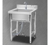 ZQFHSX Fregadero utilitario Independiente de un Solo Seno, con Grifo y Protector contra Salpicaduras Lateral, Fregadero de Cocina para Restaurante, Bar, lavandería, Garaje, Patio Trasero,