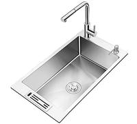 ZQFHSX Fregaderos de Cocina, grifería de baño, Plato de Ducha, lavavajillas, Acero Inoxidable, Limpieza, cubeta Doble (Color: Plateado, tamaño 45 cm)