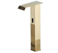ZQFHSX Gold Touchless Sensor Faucet Modern Brass Bathroom Sink Mixer Infrared Automatic Tap G1/2 Connection Countertop Installation Elegant Yellow Finish.