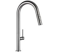 ZQFHSX Grifo de Cocina con Cabezal rociador extraíble, latón Cepillado/Cromo/Negro, rotación de 360°, grifos de Fregadero de Agua fría y Caliente con rociador, níquel Cepillado.