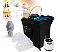 ZQFHSX Japanese Head - Equipo de spa con fumigación y fototerapia, fregadero portátil para lavar el cabello, lavabo termostático de circulación de agua, color negro