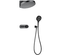 ZQFHSX Juego de Ducha termostático, Cabezal de Lluvia en Cascada y de Mano, Cabezal Doble, Juego de Grifo de Ducha, con Cuerpo de válvula con Pantalla de Temperatura, Mezclador de Lluvia,