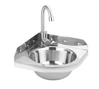 ZQFHSX Lavabo de Pared de Acero Inoxidable con Grifo - Un Solo Lavabo Que Ahorra Espacio, Ideal para Cocina, baño, Autocaravana, Barco.