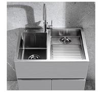 ZQFHSX Lavabos Grandes de Acero Inoxidable 304 para baño, lavadero, Piscina, Fregadero de Cocina de un Solo Seno con Tabla de Lavar, Grifo Curvo Grande y componente de Drenaje (Color: Pla