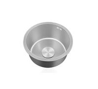 ZQFHSX Mini Fregadero de Cocina, fregaderos de Acero Inoxidable, Gris, Redondo, de un Solo Seno, Fregadero pequeño con escurridor y rebosadero para autocaravanas, Bares y restaurantes, mo