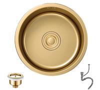ZQFHSX Mini fregadero redondo de acero inoxidable dorado para cocina, hogar, lavavajillas, encimera, piscina (color: dorado, tamaño 36 x 36 cm)
