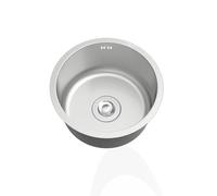 ZQFHSX Mini Fregadero Redondo de Cocina, Acero Inoxidable 304, Fregadero de un Solo Seno Color Plata, Fregadero para Caravana con rebosadero para Autocaravana, Bar o Restaurante, Montaje