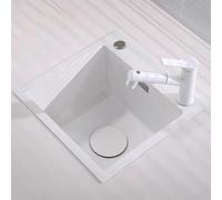 ZQFHSX Simple Kitchen - Fregadero de acero inoxidable para sala de té, bar, cafetería, mini cuenco individual, balcón, lavabo pequeño con grifo (42 x 38 22 cm)