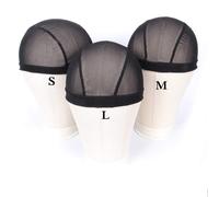 ZQIAN BEAUTY Mesh Dome Caps For Wigs 6 Pcs Stretch Breathable Mesh Dome Wig Cap Spandex Black Wig Caps For Making Wigs 6 Pcs, Black, L