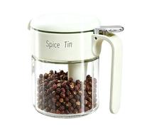 Zqkimzi Botella para Condimentos,400 ml Cuchara Resistente A La Humedad Incluida | Frasco De Vidrio Para Especias Con Tapa,Para Azúcar Vinagre Pimienta Sal Preparación Comidas Food Truck Restaurante