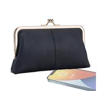 Zqkimzi Cartera de cuero con cierre de beso elegante y exquisito, de piel | Kiss-Lock Monederos Para Monedas Y Monedas Retro Marco Metal Compacto Soporte Dinero