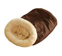 Zqkimzi Cat Winter Sleeping Bag, Warm Cat Cave, Pet Sleeping Bag, Cozy Cat Bed, Comfortable Cat House, Winter Pet Bed, Perfect for Indoor & Outdoor Use 65x48cm Gray/Coffee