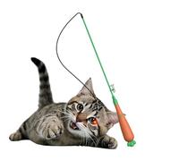 Zqkimzi con Vara para Gatos - con Luz y Caña de Pescar,Caña con Mango en Forma de Zanahoria,para Apartamentos, Actividad Postcomida, Prevención del Aburrimiento, Estimulación Mental en