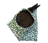 Zqkimzi Cubierta antimordedura para la cabeza de caballo, patrón de estampado de leopardo, producto transpirable para el cuidado del caballo, antimordeduras, cubierta antimoscas, protección facial