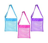 Zqkimzi De Malla Para Juguetes De Playa | Pack 3 Piezas Bolso Recolector De Conchas | De Playa Para Niños Con Correas Ajustables | Para Piscina, Lago, Vacaciones, Viaje, Aire Libre, Pícnic y Camping