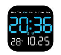 Zqkimzi Digital Calendar Clock, Large Screen LED Clock, Remote Control Alarm Clock, Battery Operated Clock, Multifunction Digital Clock, LED Date Display Clock for Desk, Wall Mounted