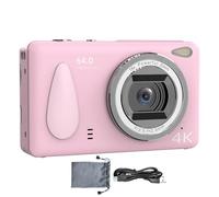 Zqkimzi Digital Camera, Compact Camcorder, 4K HD 18X Zoom, Anti-Shake Autofocus, Photography Gift for Students for Travelling, Camping, School, Studio, Birthday, Outdoor and Indoor, Red, Pink, White